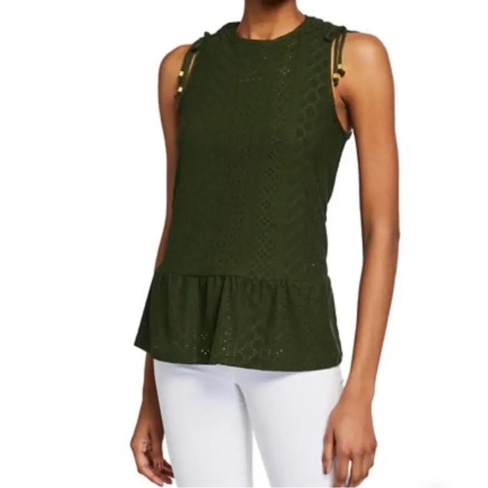 michael Kors Eyelet Peplum Sleeveless Top - Picture 11 of 11